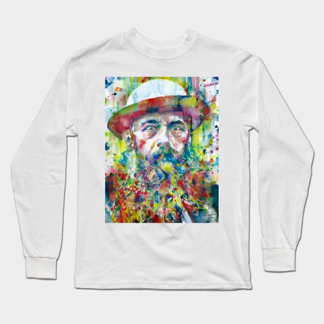 CLAUDE MONET art watercolor portrait Long Sleeve T-Shirt by lautir